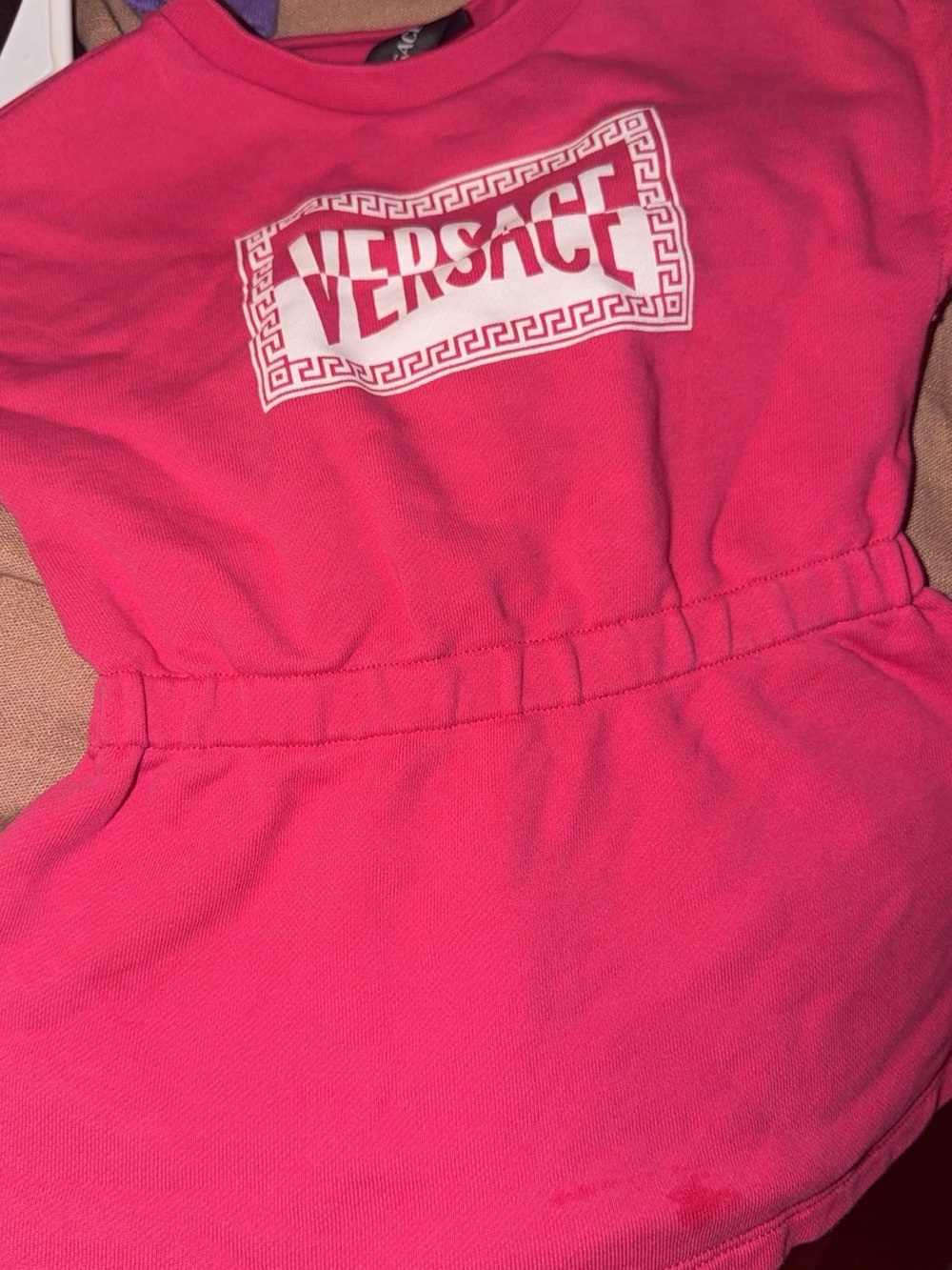 Versace Kids Pink Logo Elastic-Waist One-Piece